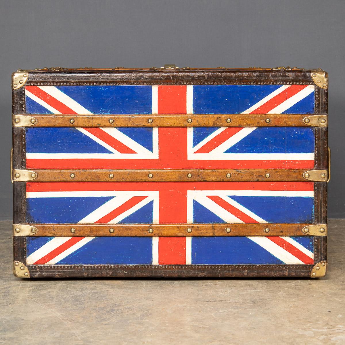 French 20th Century Louis Vuitton Courier Trunk with a Union Jack Top, Paris, C.1950