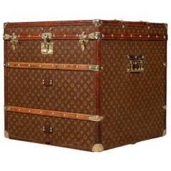 Vintage 20th Century Louis Vuitton Cube Trunk in Monogrammed Canvas, Paris, C.1900