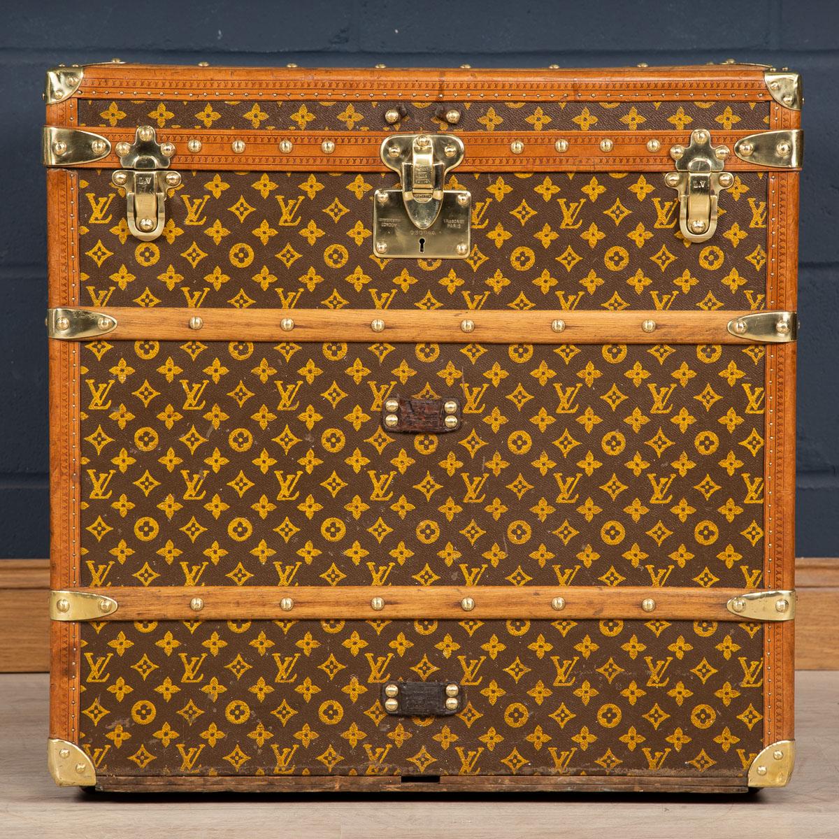 A superb example of an early 20th century Louis Vuitton hat trunk in the world famous monogrammed LV canvas, with its lozine borders and brass fitting it would have been the top of the line even at the time of purchase some 100 years ago. Complete