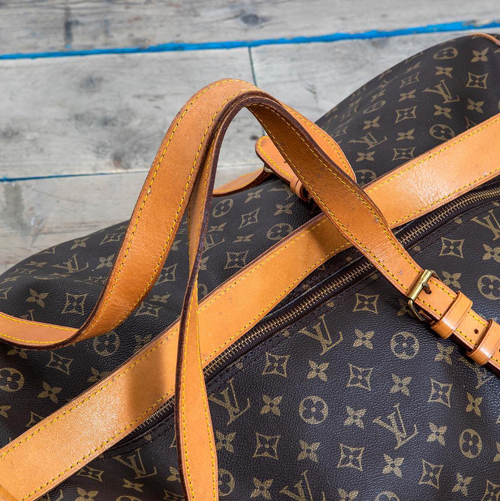 20. Jahrhundert Louis Vuitton Keepall Tasche Classic Monogramm Segeltuch '80s (Leder) im Angebot