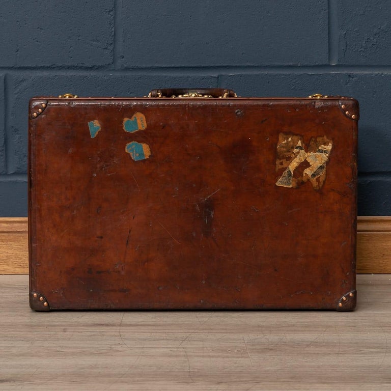 Antique Leather Hide Louis Vuitton Travel Suitcase Circa 1900s 