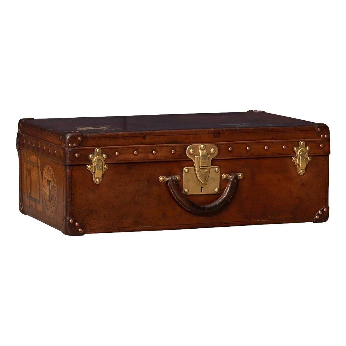 Vintage French Courier Trunk in Natural Cow Hide from Louis Vuitton, 1930