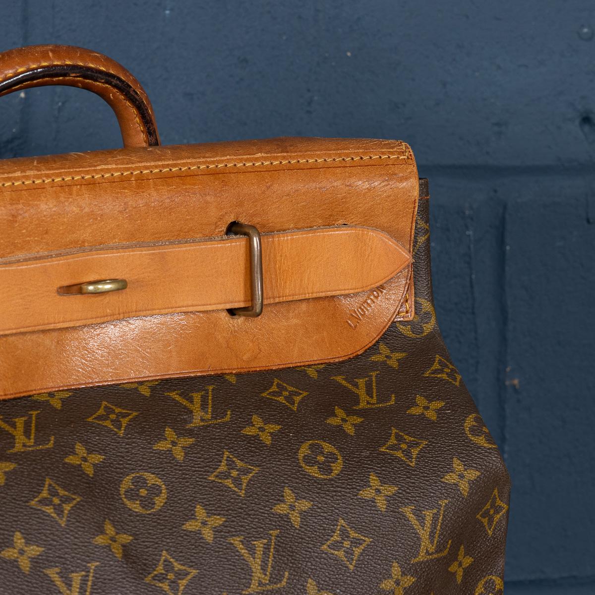 Louis Vuitton Steamer 35 Tasche aus Segeltuch mit Monogramm aus dem 20. Jahrhundert, hergestellt in Frankreich im Angebot 5
