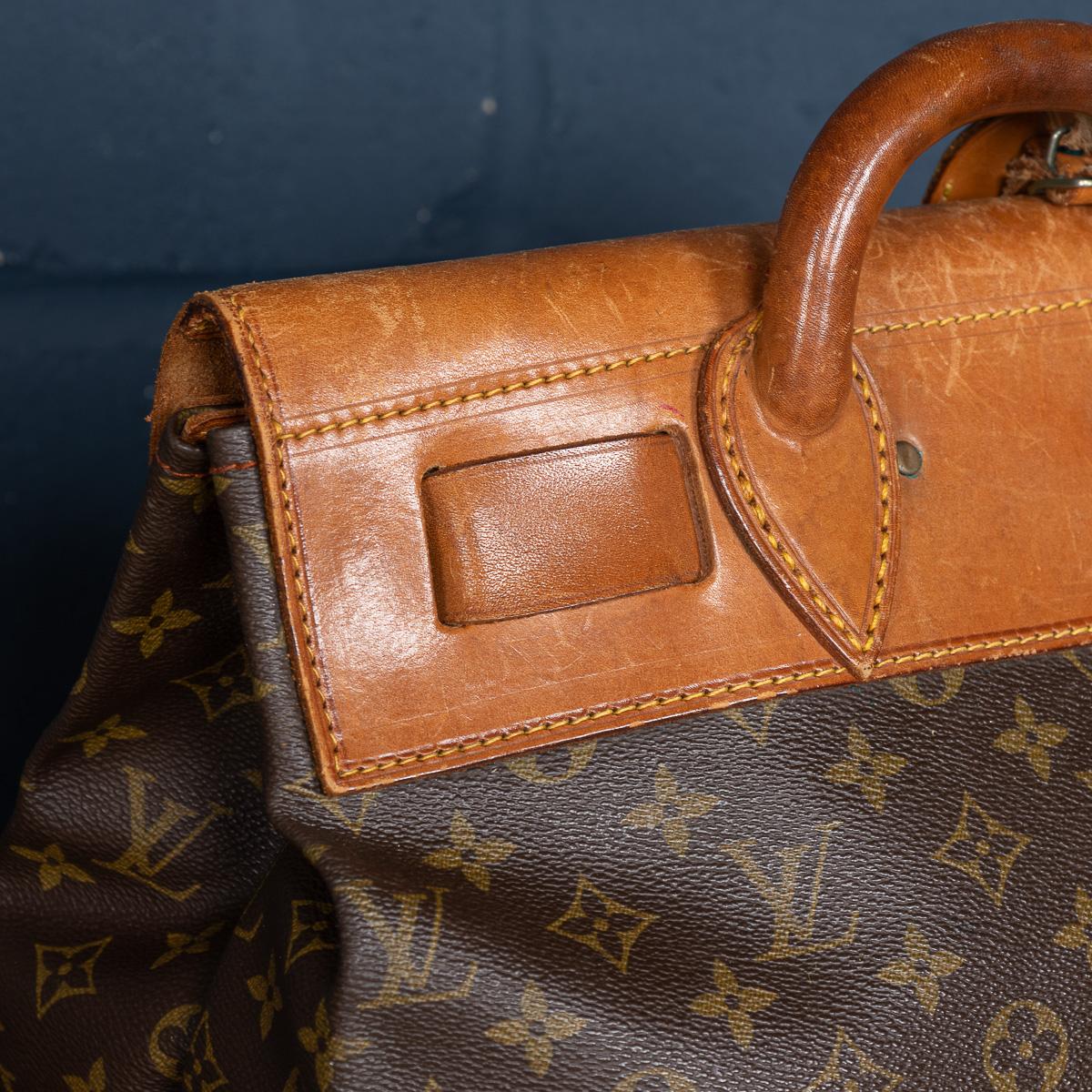 Louis Vuitton Steamer 35 Tasche aus Segeltuch mit Monogramm aus dem 20. Jahrhundert, hergestellt in Frankreich im Angebot 12