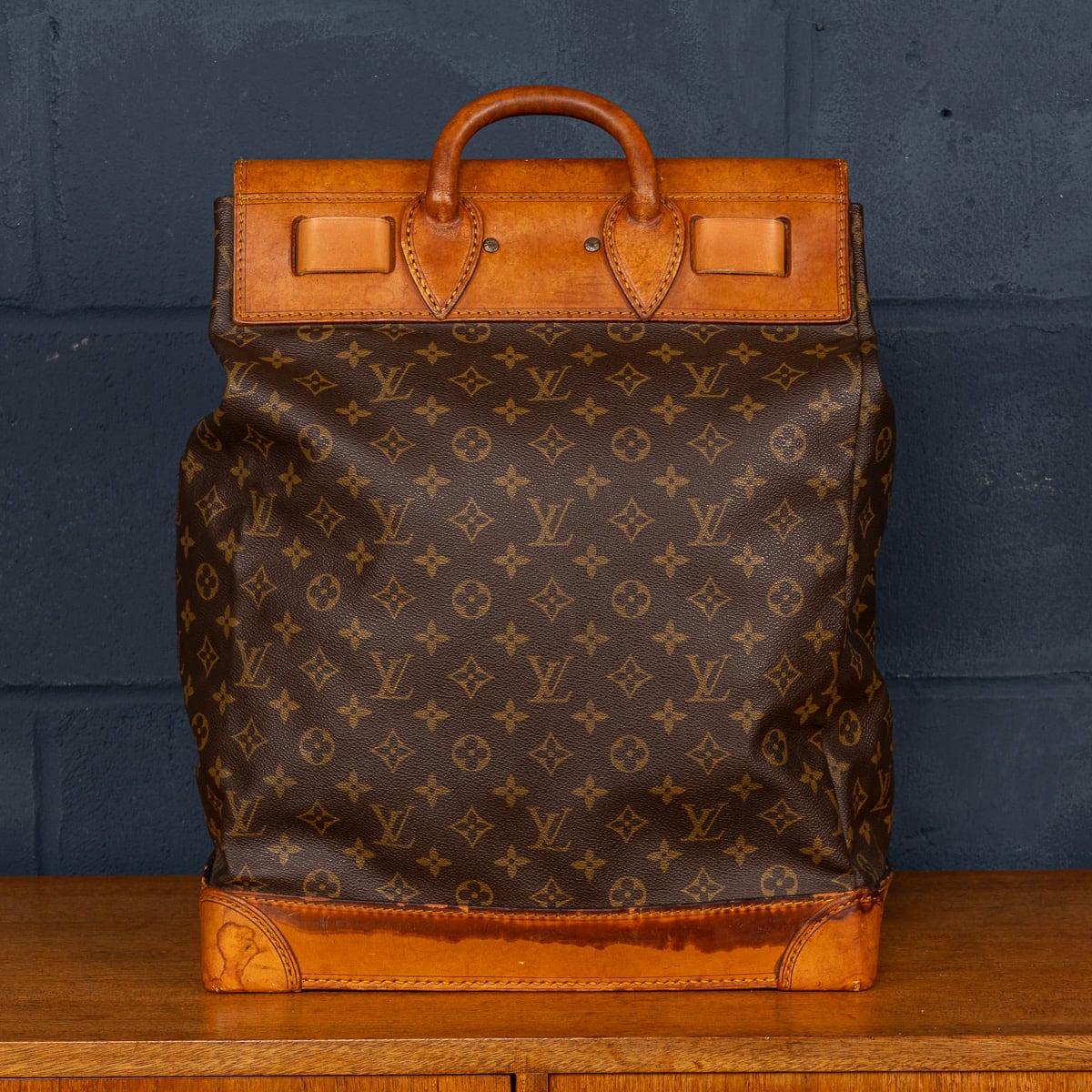 Leather 20th Century Louis Vuitton Steamer 35 Bag In Monogram Canvas, Made In France For Sale