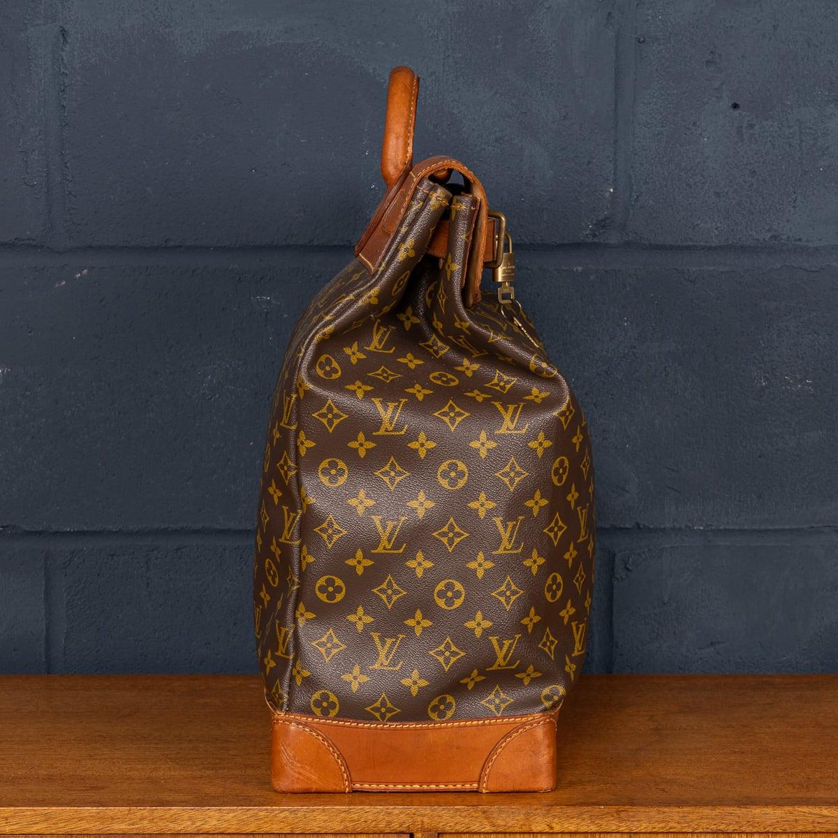 Bolso Steamer 35 Louis Vuitton del siglo XX en lona con monograma, Made In France Latón en venta