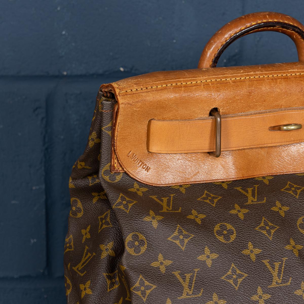 Louis Vuitton Steamer 35 Tasche aus Segeltuch mit Monogramm aus dem 20. Jahrhundert, hergestellt in Frankreich im Angebot 3