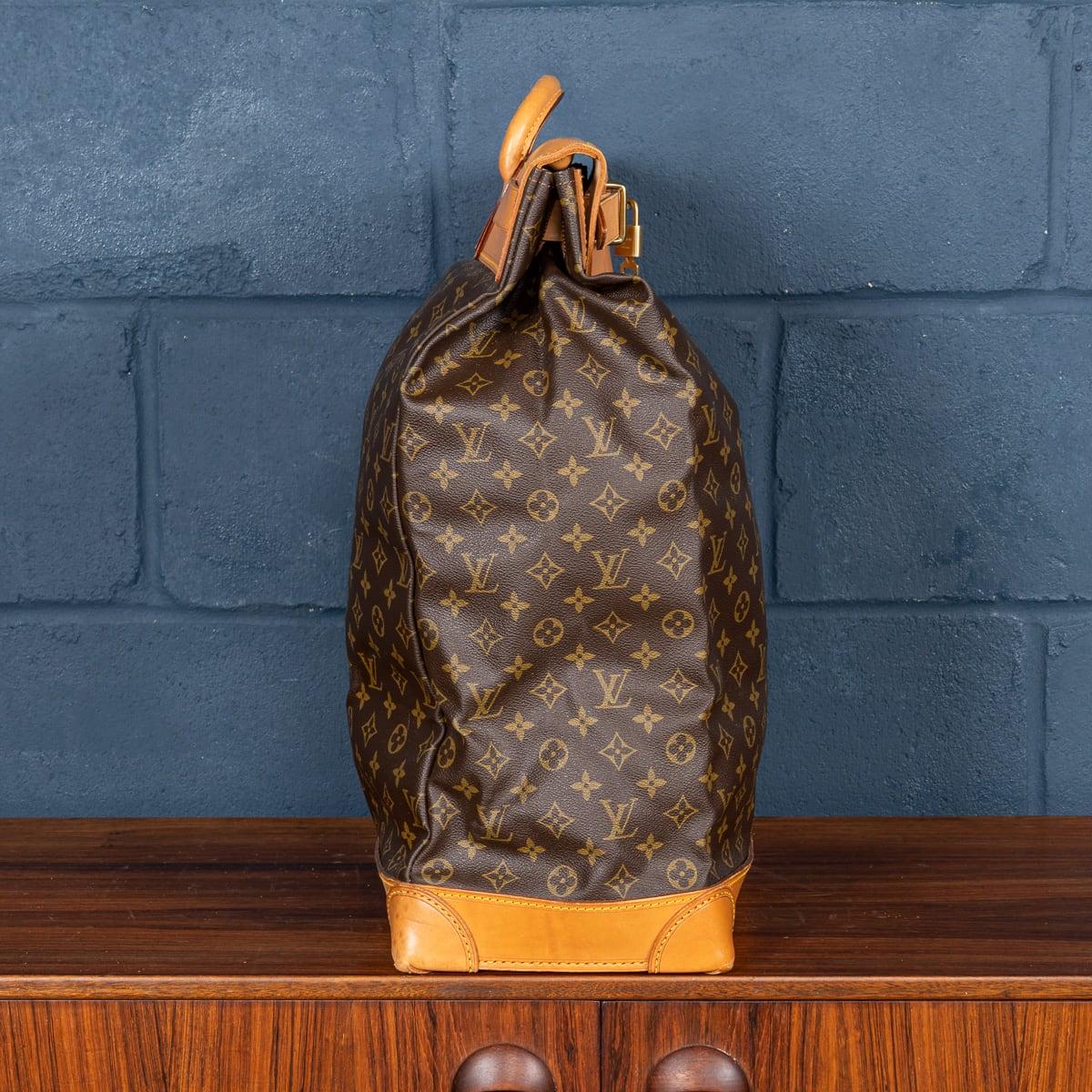 Brass 20th Century Louis Vuitton Steamer 45 Bag In Monogram Canvas, Made In France For Sale