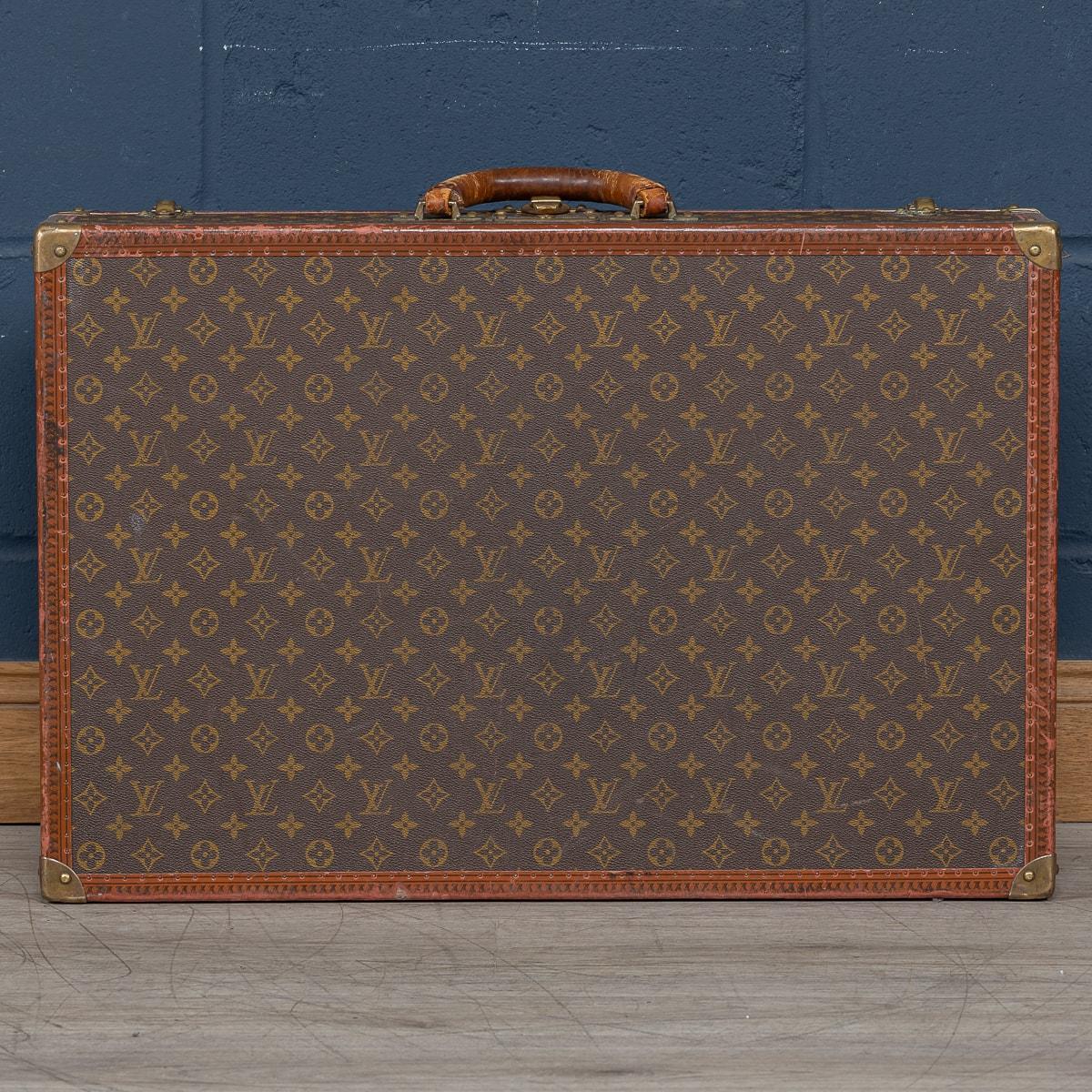 Leather 20th Century Louis Vuitton Suitcase In Monogram Canvas, France c.1970 For Sale