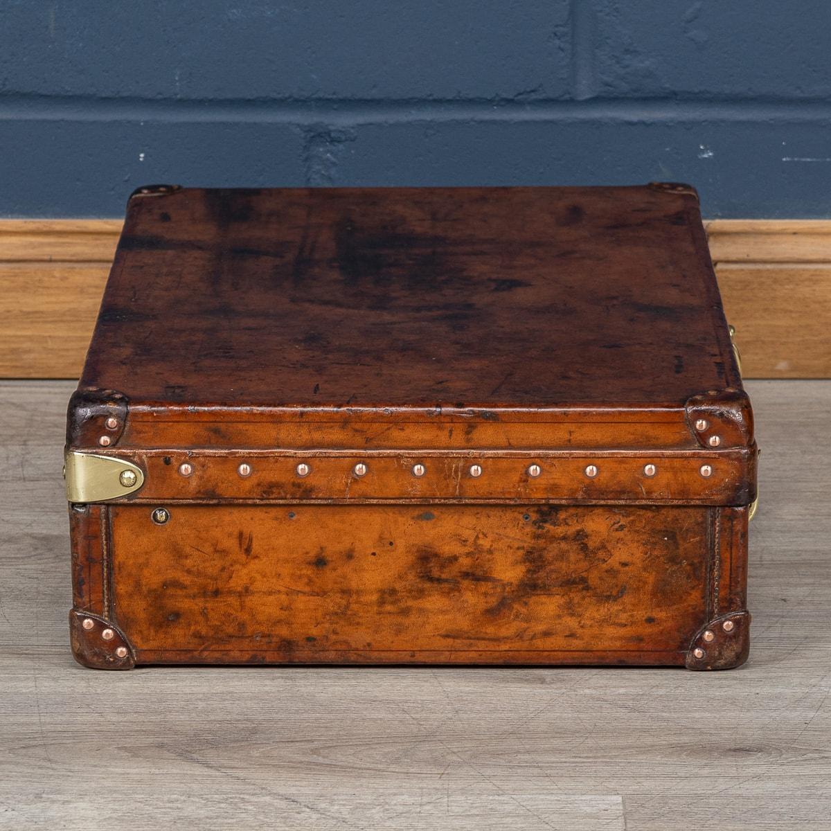 Brass 20th Century Louis Vuitton Suitcase In Natural Cow Hide, France c.1910 For Sale
