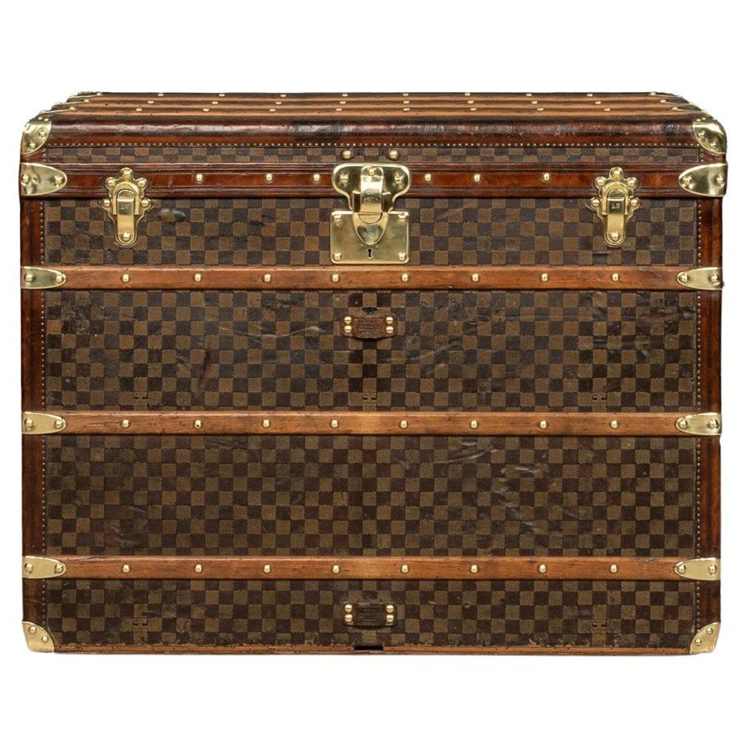 Contemporary White French Bulldog Print on Louis Vuitton Trunk by