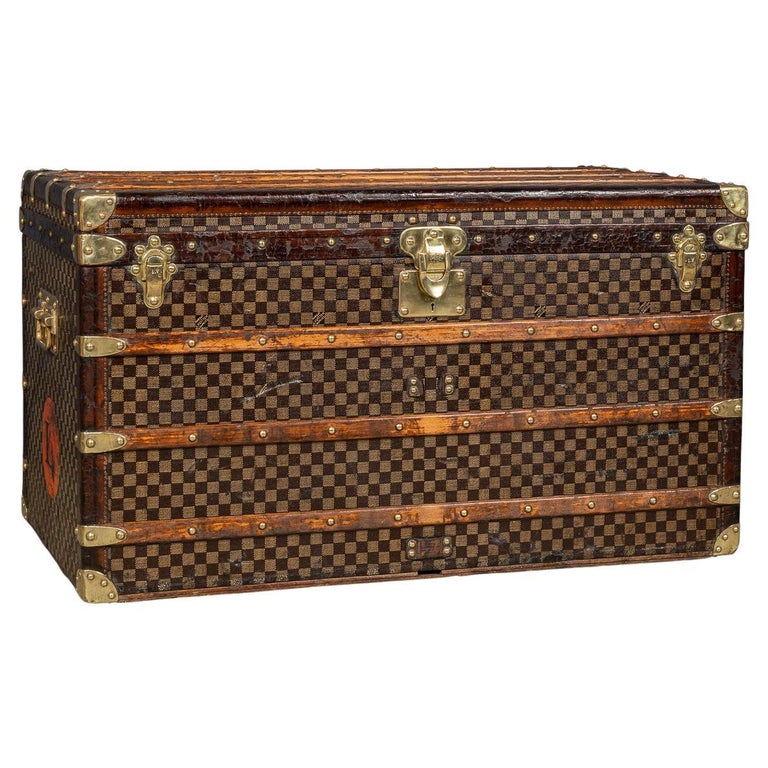 ANTIQUE 20thC LOUIS VUITTON TRUNK IN WOVEN CANVAS, PARIS c.1900