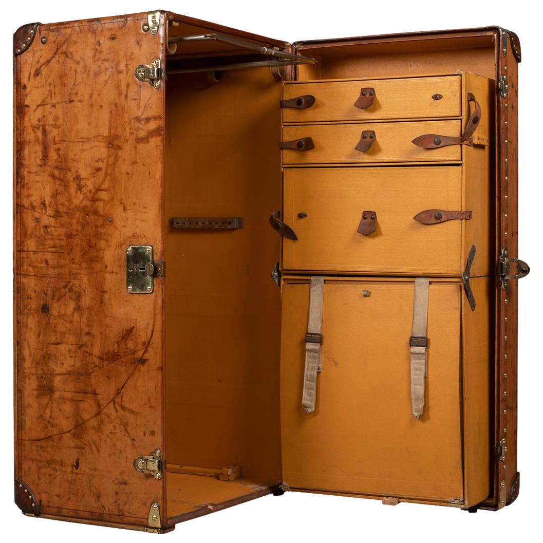 20th Century Louis Vuitton Unusual Leather Wardrobe Trunk, c.1900