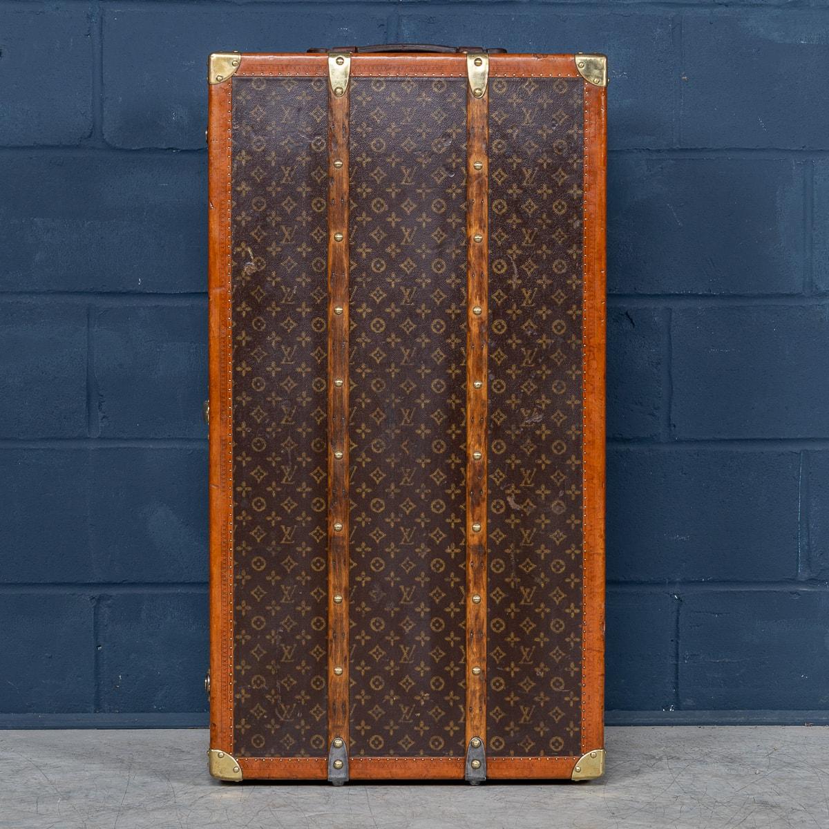 Brass 20th Century Louis Vuitton Wardrobe Trunk In Monogram Canvas, France c.1930