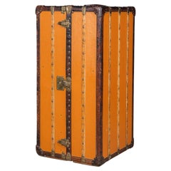 Vintage 20th Century Louis Vuitton Wardrobe Trunk In Orange "Vuittonite" Canvas c.1920