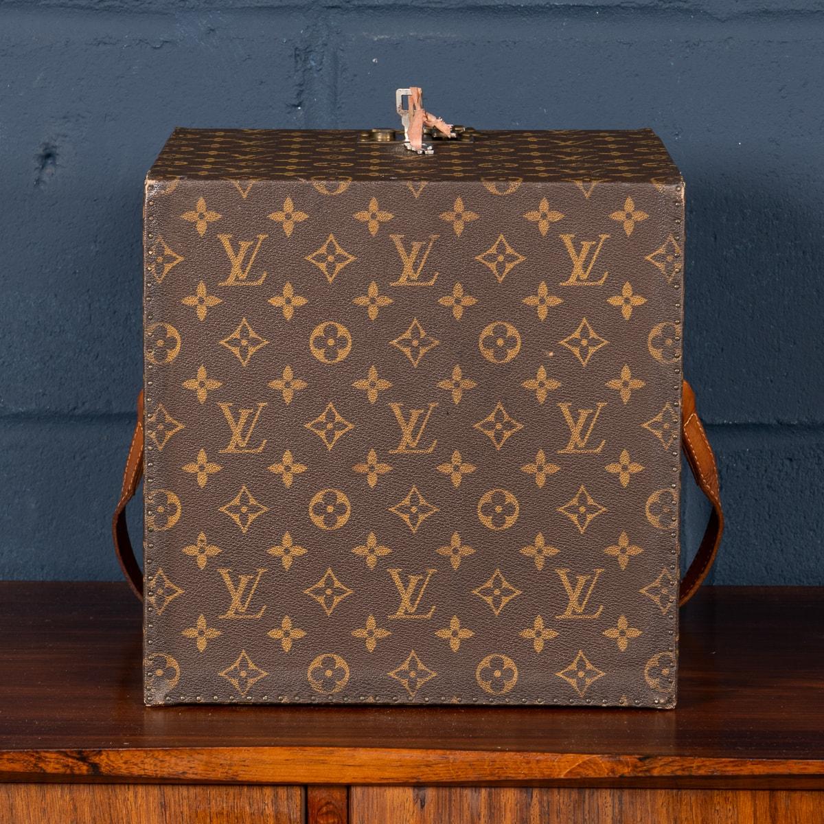 Brass 20th Century Louis Vuitton Wig Trunk In Monogram Canvas, Made In France c.1970