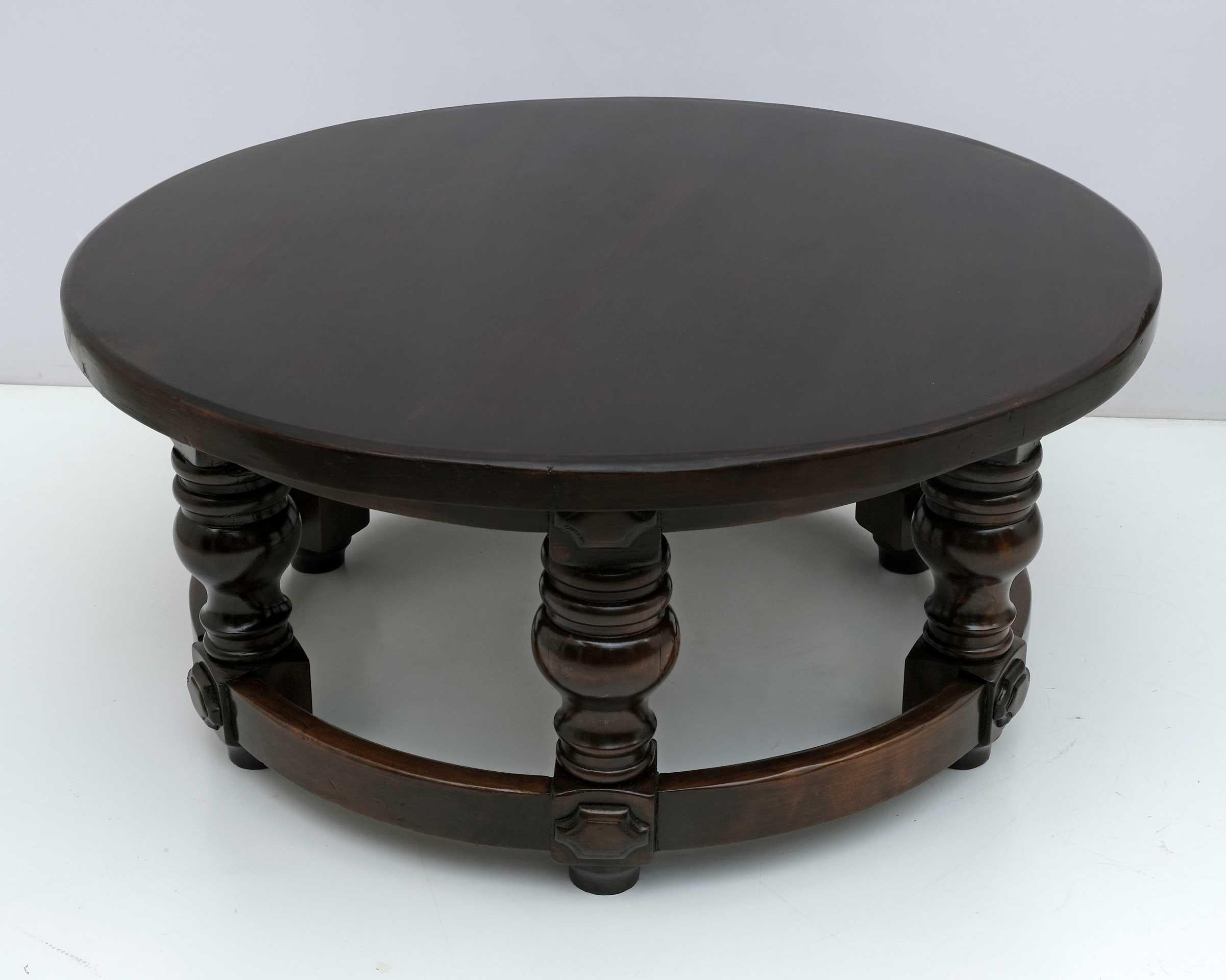 Baroque 20th Century Louis XIII Style Walnut Coffee Table For Sale