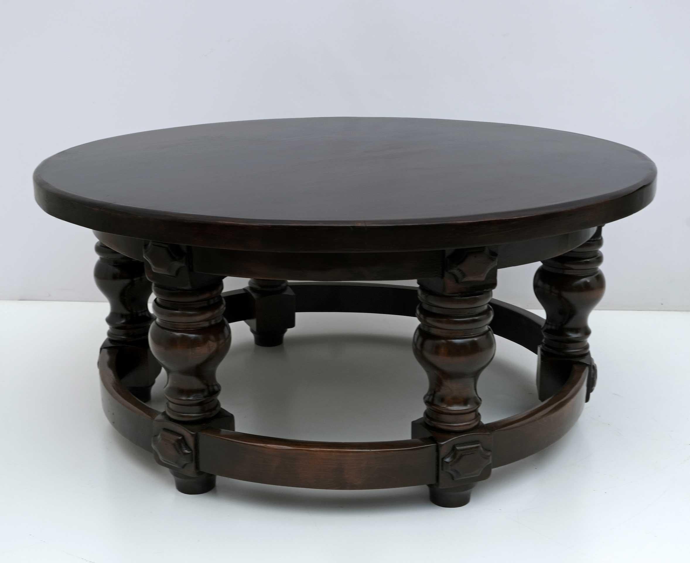 French 20th Century Louis XIII Style Walnut Coffee Table For Sale