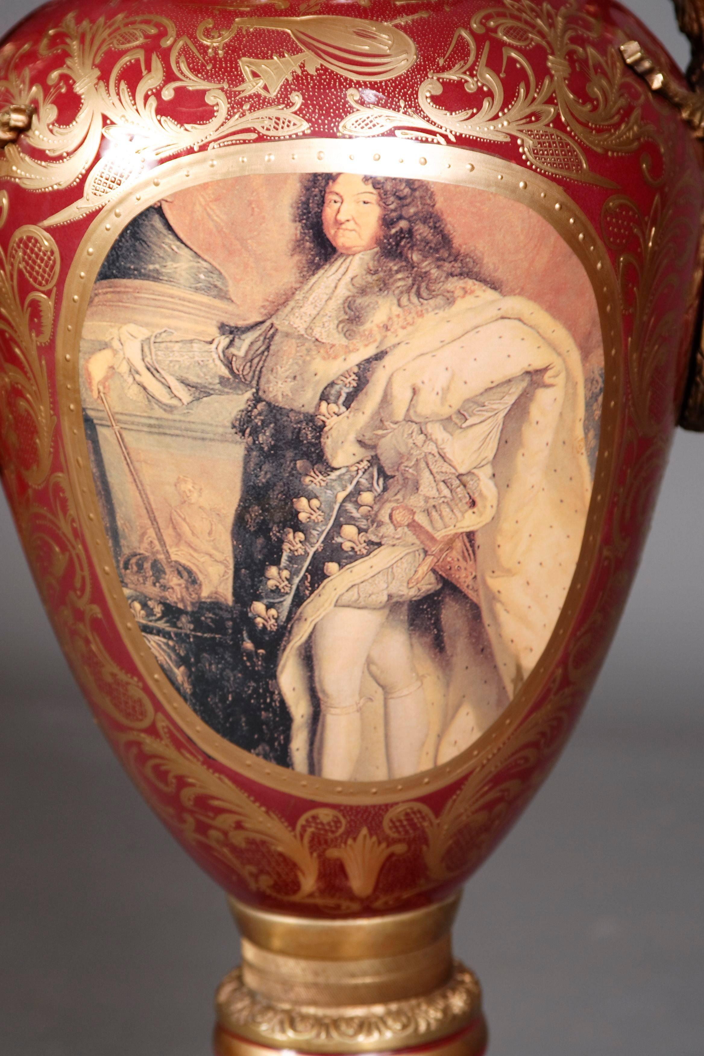 Bronze 20th Century Louis XIV Sèvre Pompe Lidded Vase For Sale