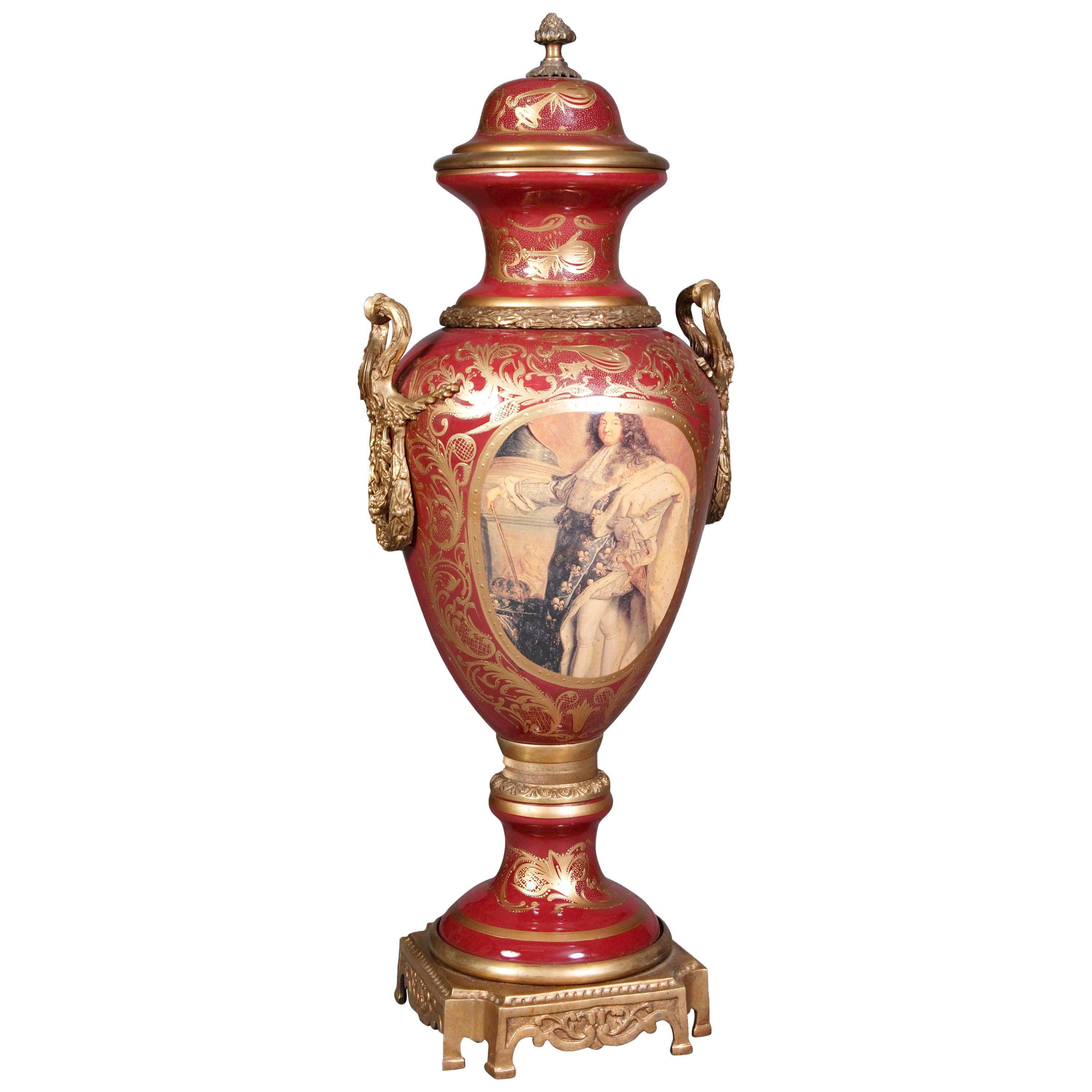 20th Century Louis XIV Sèvre Pompe Lidded Vase