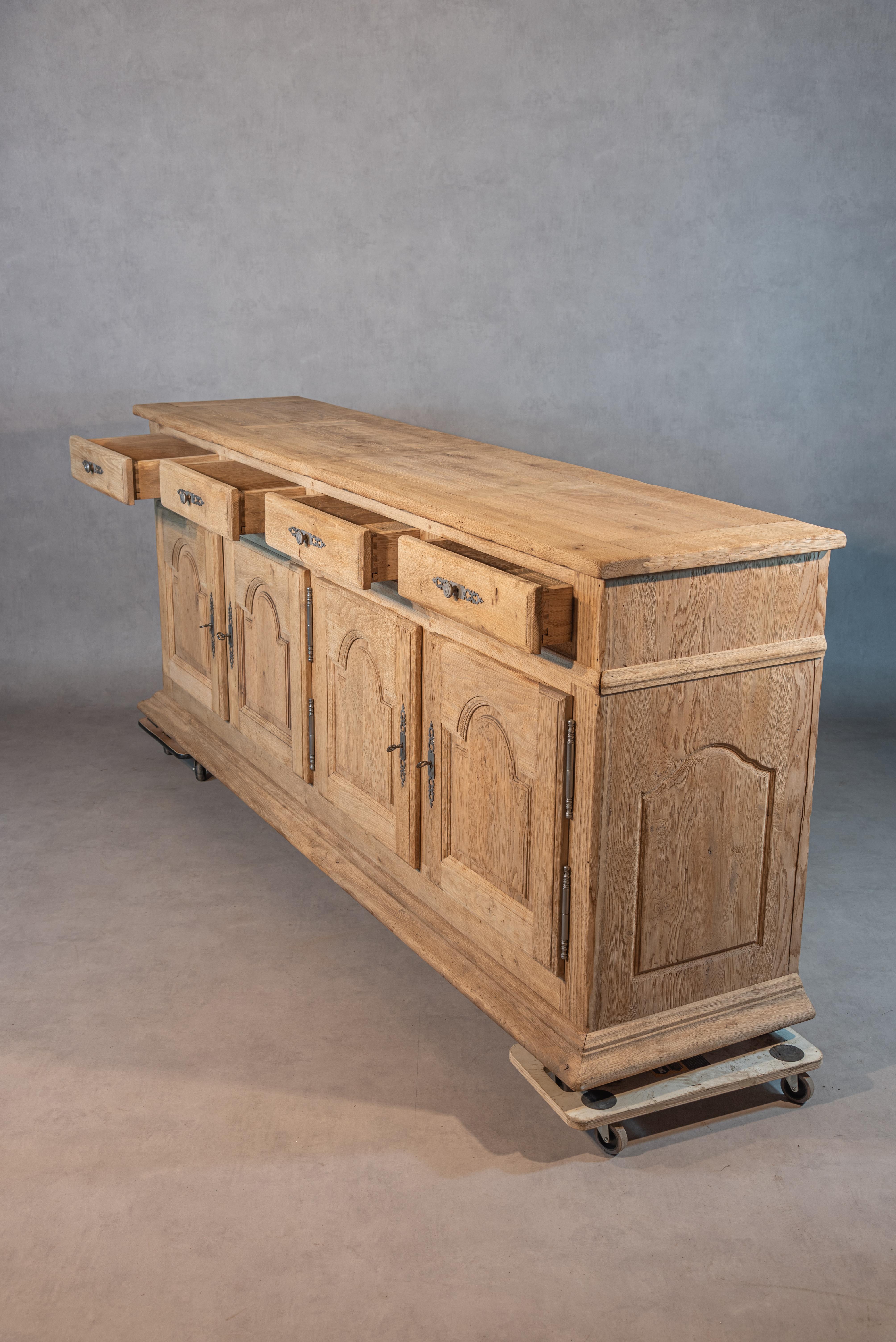 Sandblasted 20th Century Louis XIV Style French Bleached Oak Sideboards