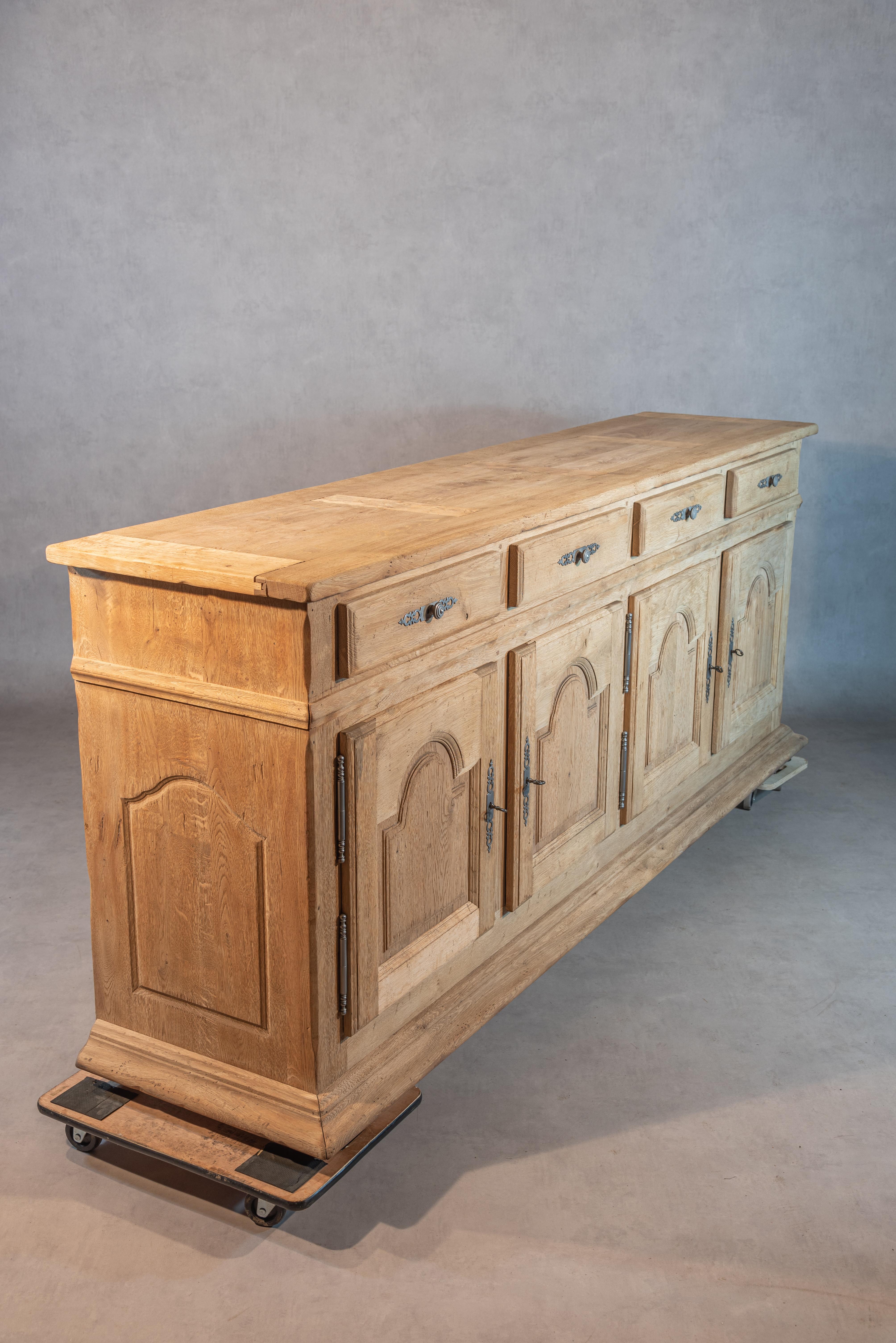 20th Century Louis XIV Style French Bleached Oak Sideboards 1
