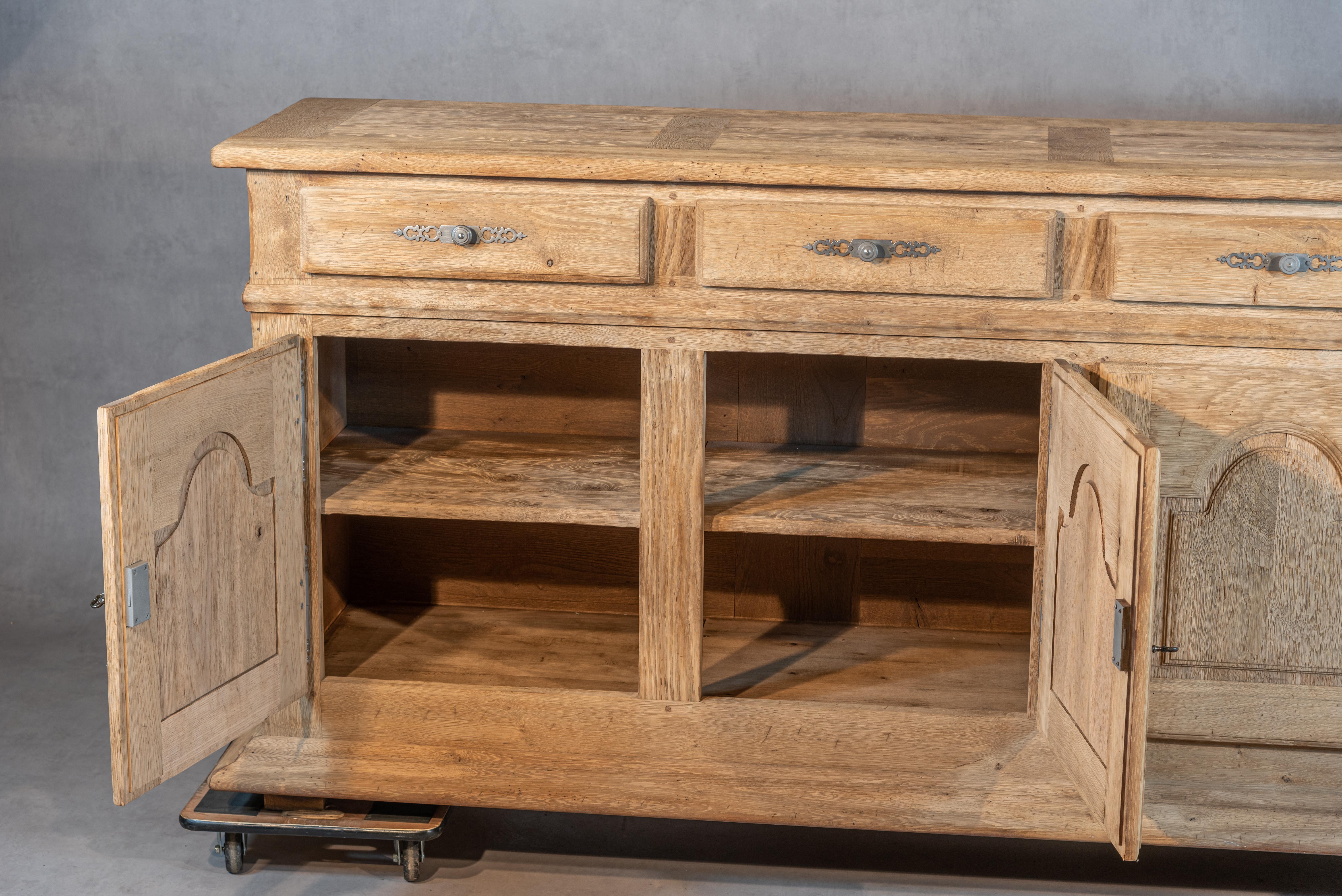 20th Century Louis XIV Style French Bleached Oak Sideboards 2