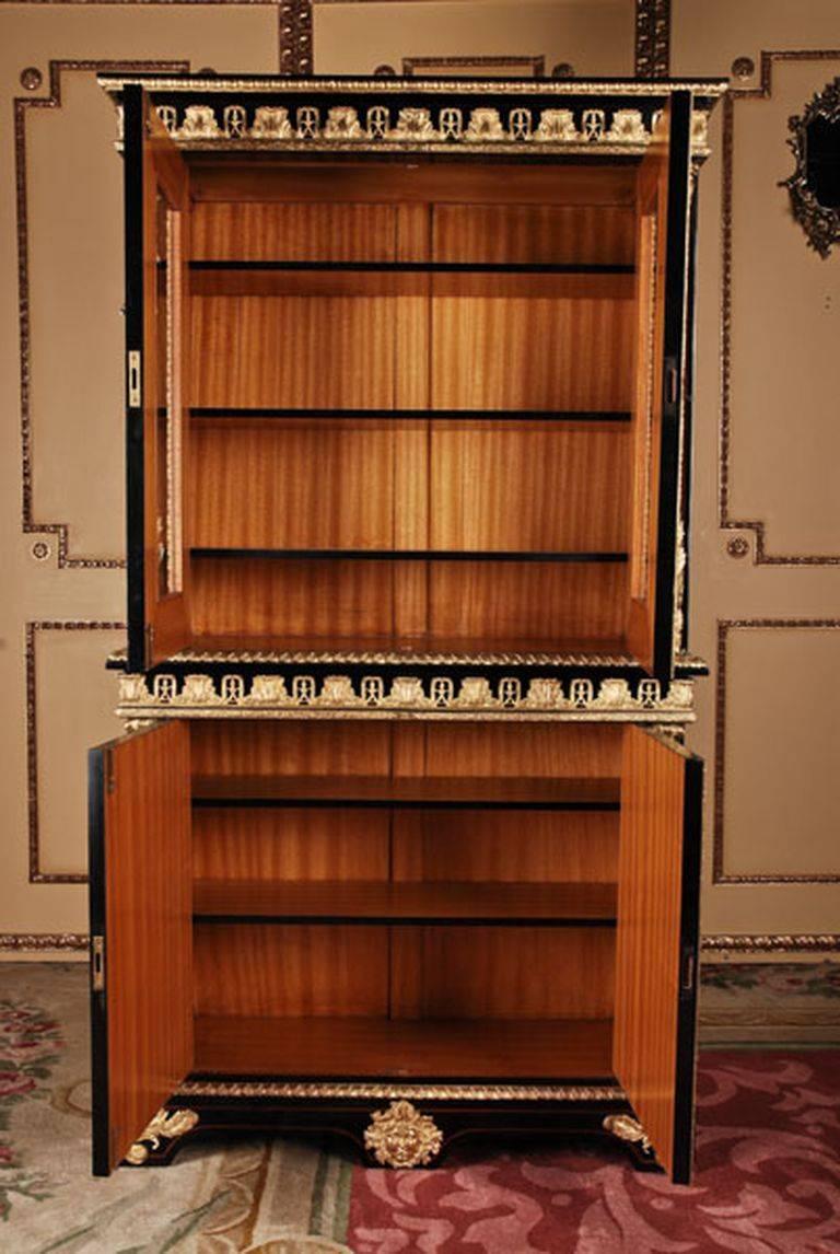 Wood 20th Century Louis XIV Style French Library Bookcase For Sale