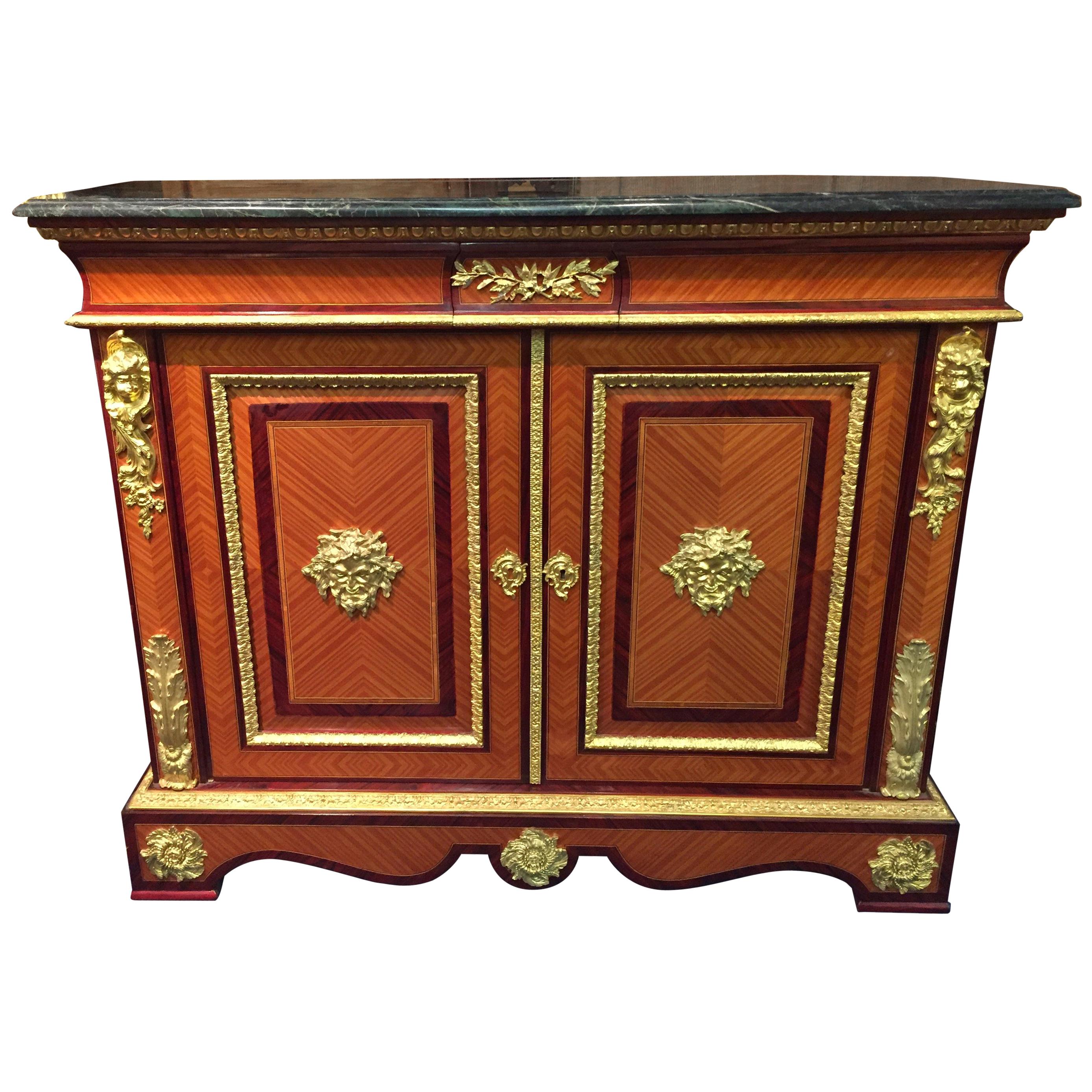 20th Century antique Louis XIV Style Palisander Tulipwood Cabinet bronzed  For Sale