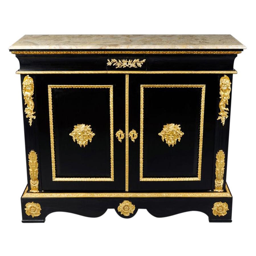 20th Century Louis XIV Style Piano-Black Cabinet