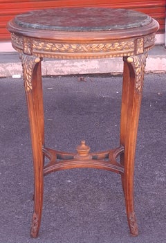 20th Century Louis XV French Carved Foliate Giltwood and Marble Top Side Table