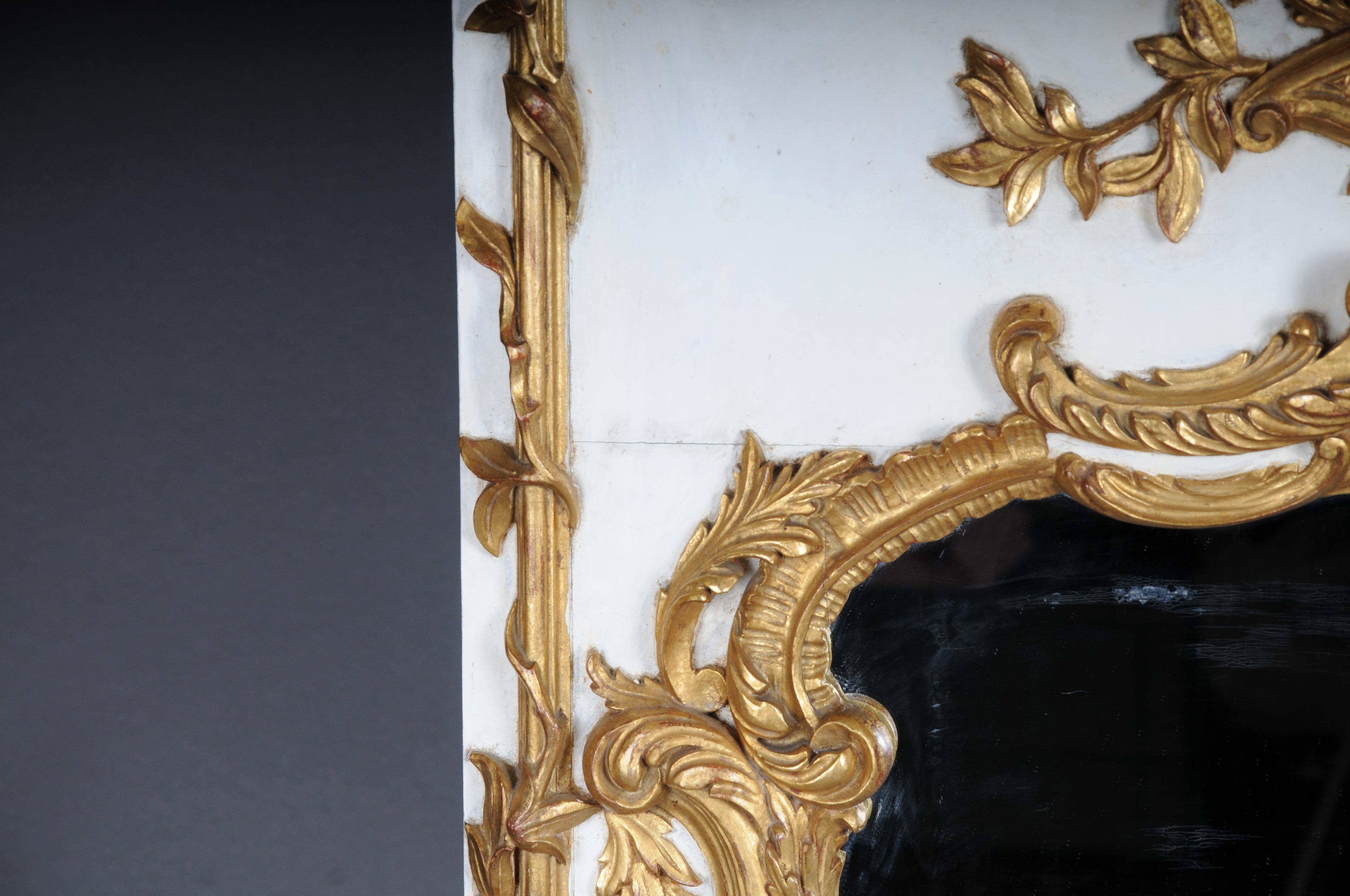 20th Century Louis XV gilt wall mirror, white For Sale 6