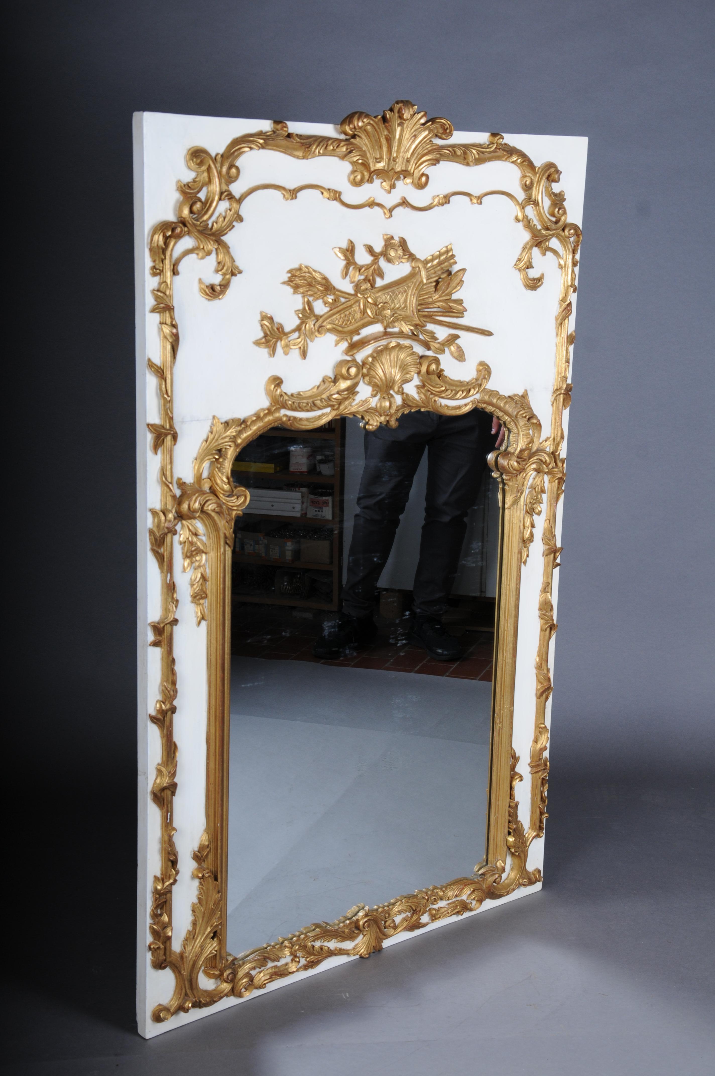 20th Century Louis XV gilt wall mirror, white For Sale 7