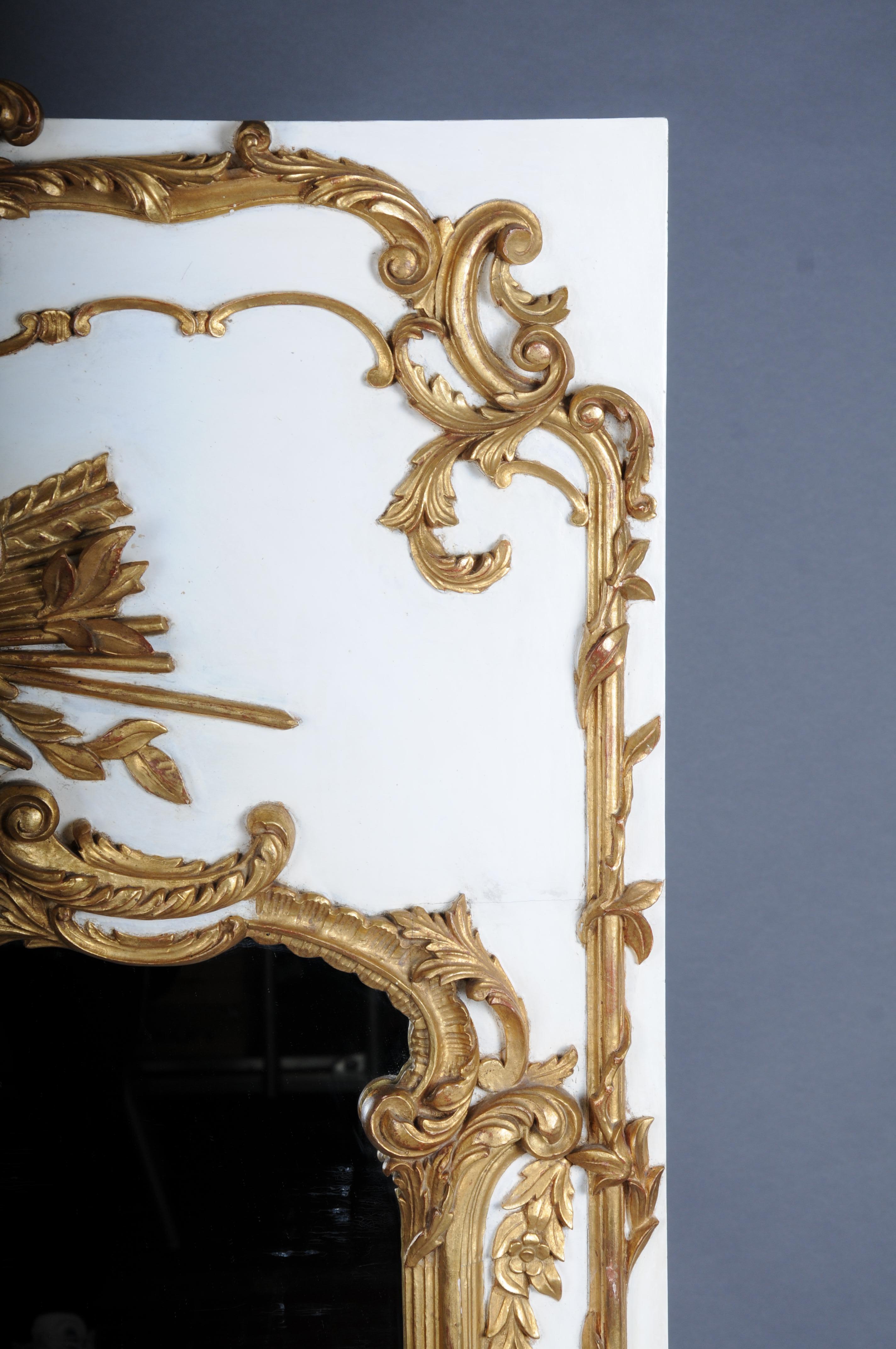 20th Century Louis XV gilt wall mirror, white For Sale 1