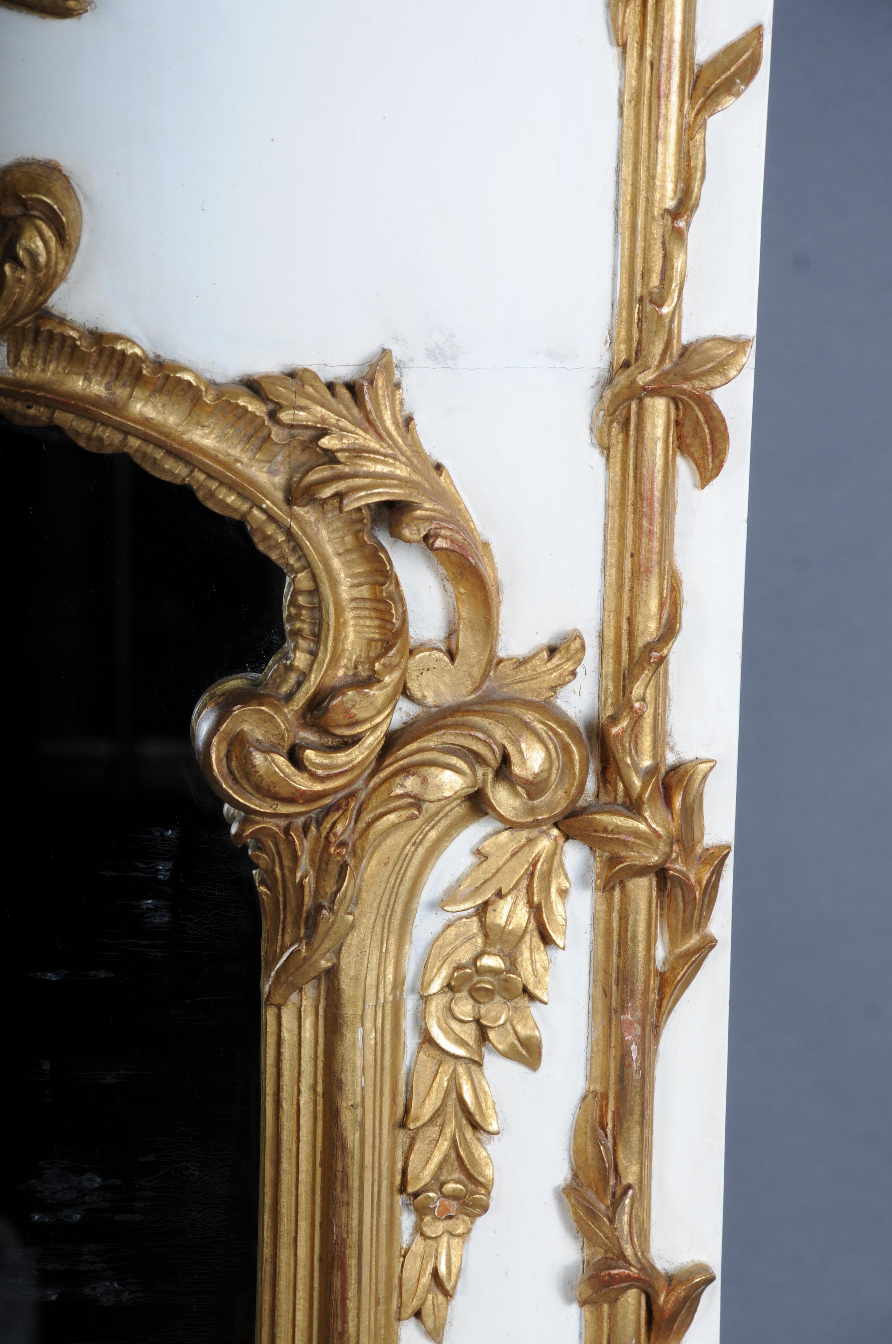 20th Century Louis XV gilt wall mirror, white For Sale 2
