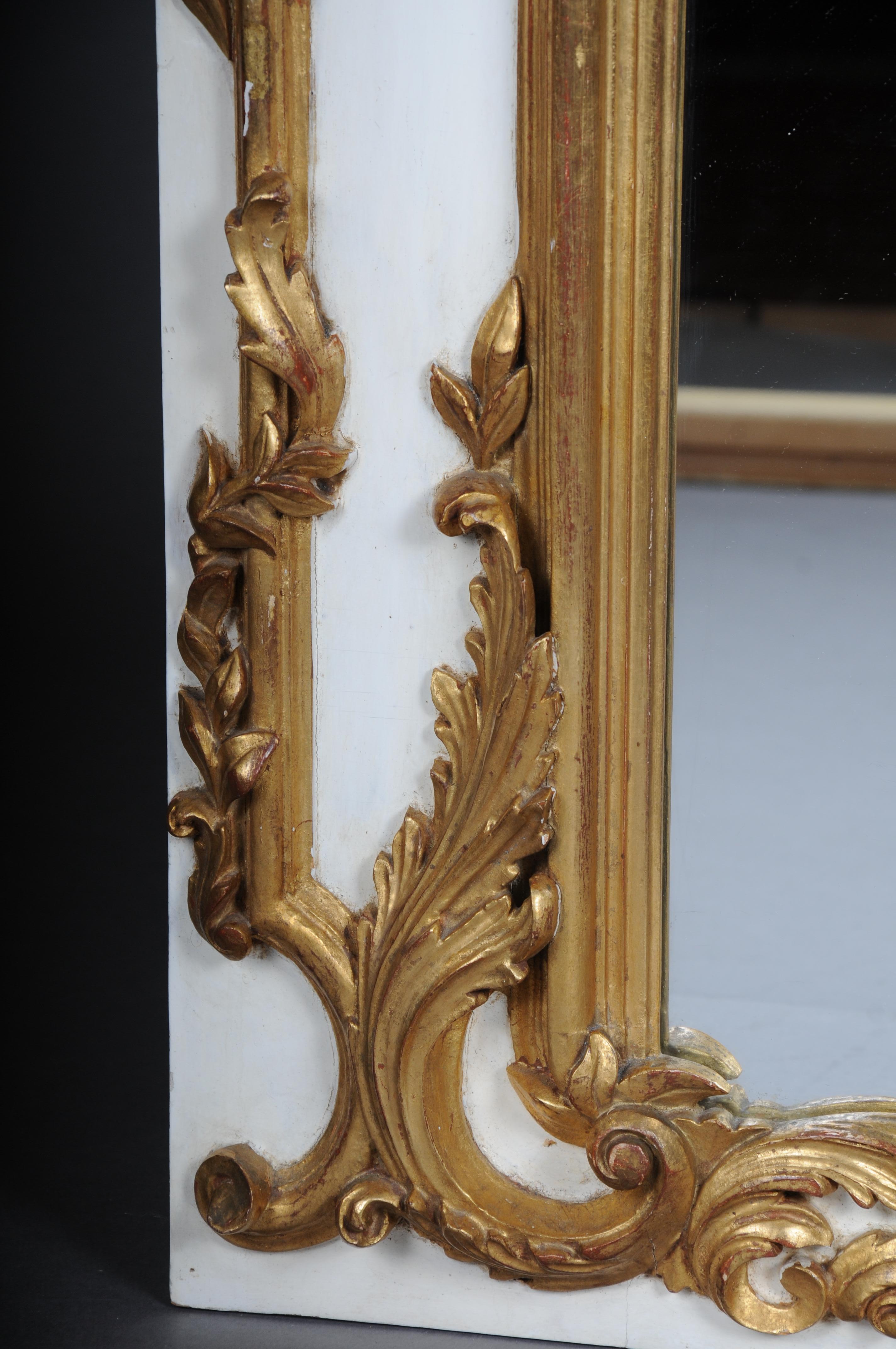 20th Century Louis XV gilt wall mirror, white For Sale 3