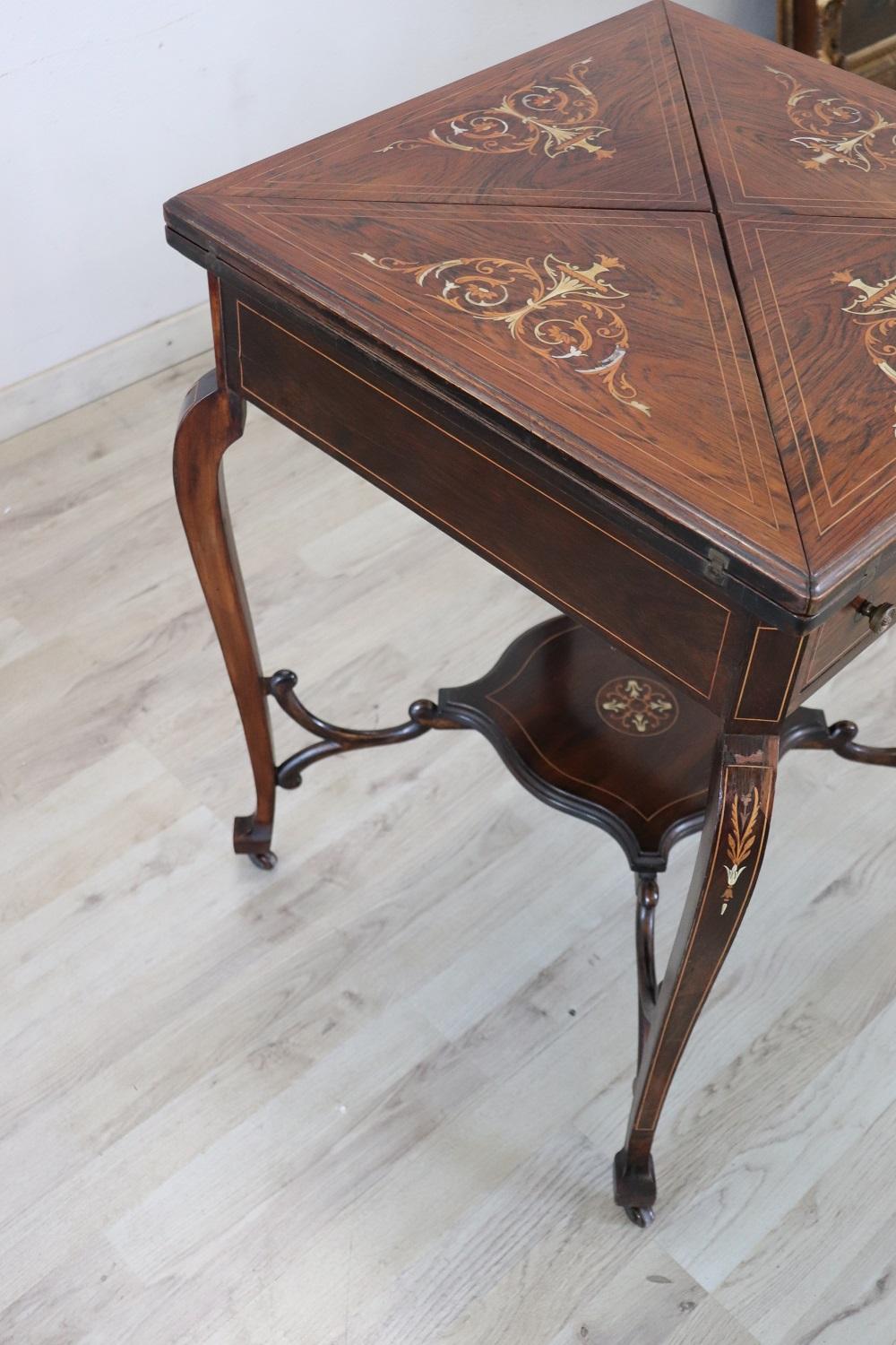 Inlay 20th Century Louis XV Inlaid Wood Game Table For Sale