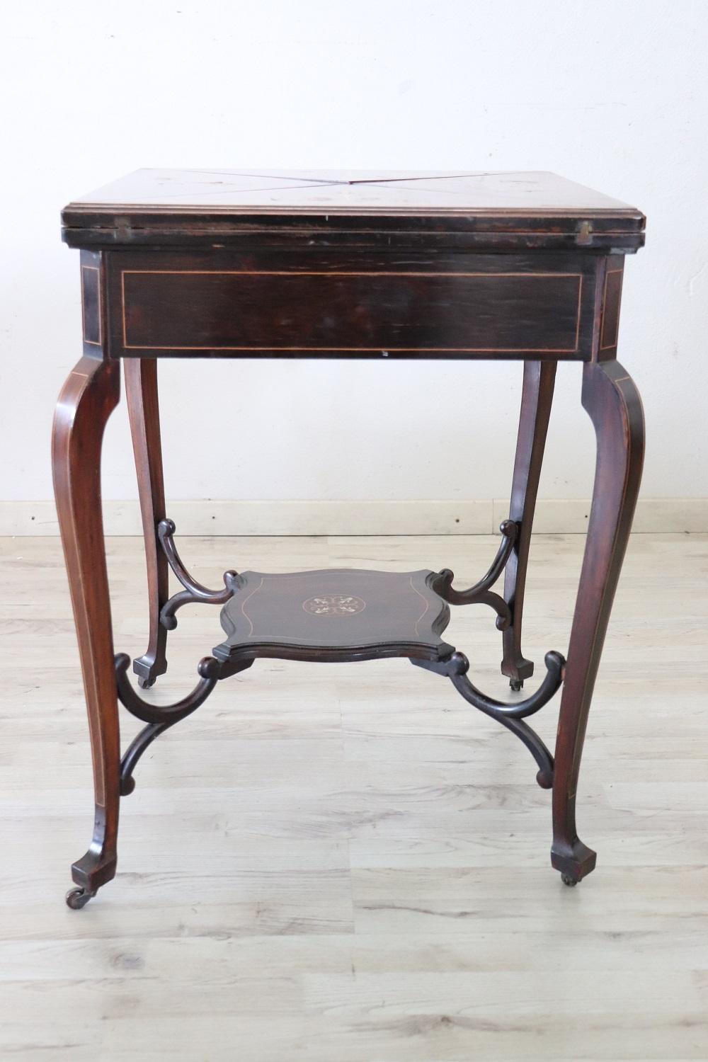 Mid-20th Century 20th Century Louis XV Inlaid Wood Game Table For Sale