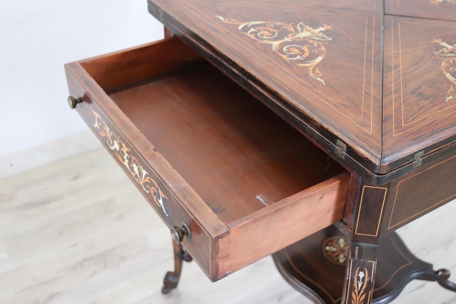 20th Century Louis XV Inlaid Wood Game Table For Sale 2