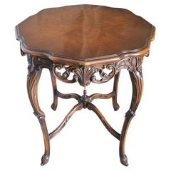 20th Century Louis XV Provincial Style Carved Walnut Gueridon Table