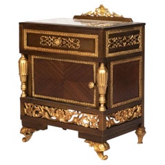 20th Century Louis XV Style Bedside Table with Star Mirrored Top