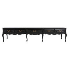 20th Century Louis XV style black low sideboard, France