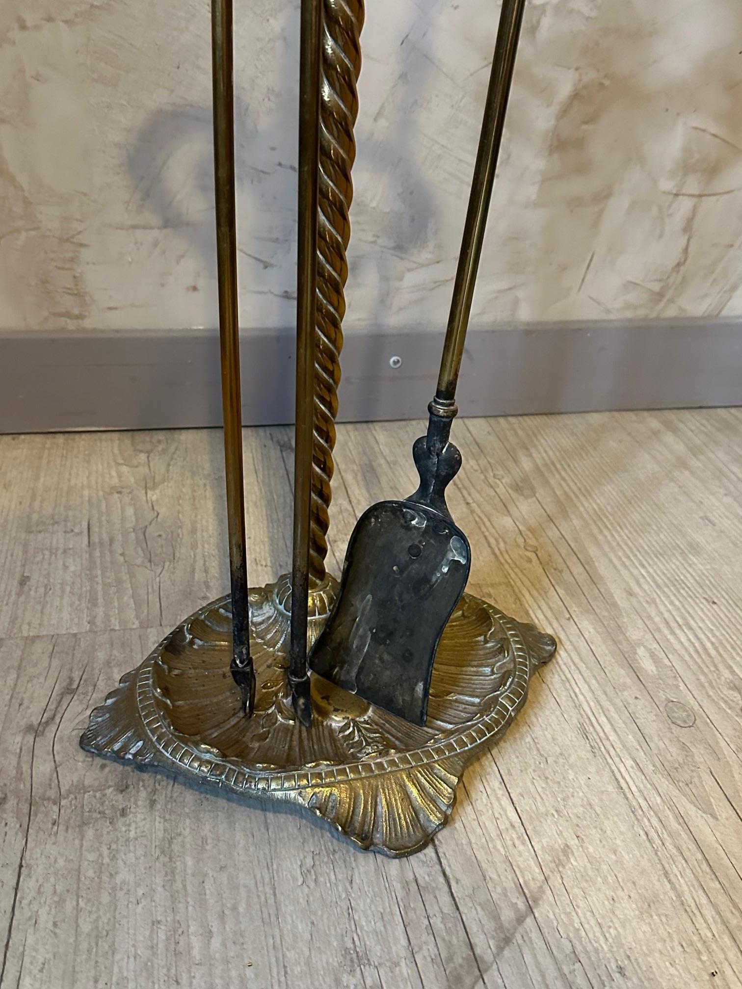 Early 20th Century 20th century Louis XV style Bronze Fireplace Tools, 1900s For Sale