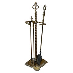 Outils de cheminée de style Louis XV du 20e siècle, années 1900