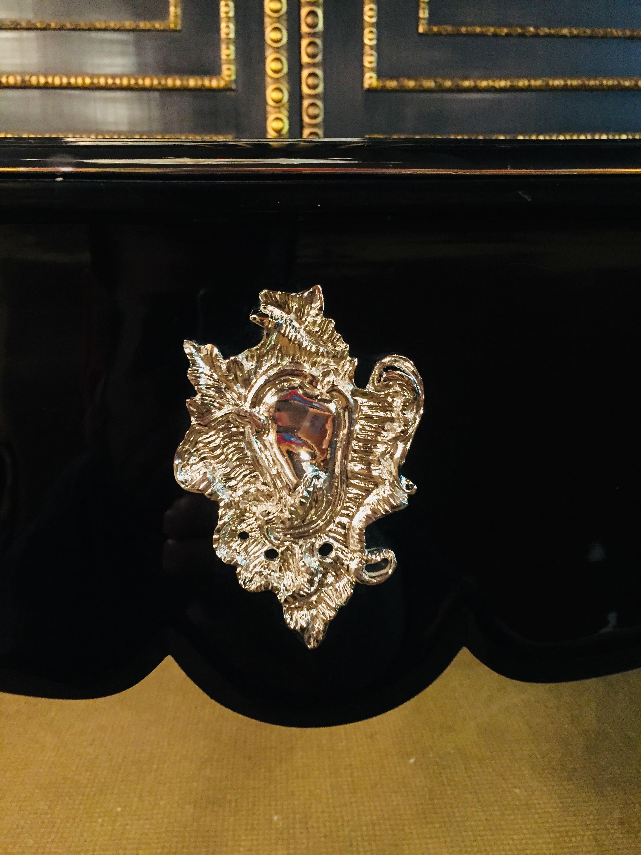 20th Century Louis XV Style Bureau Plat Writing Table Piano Black 11