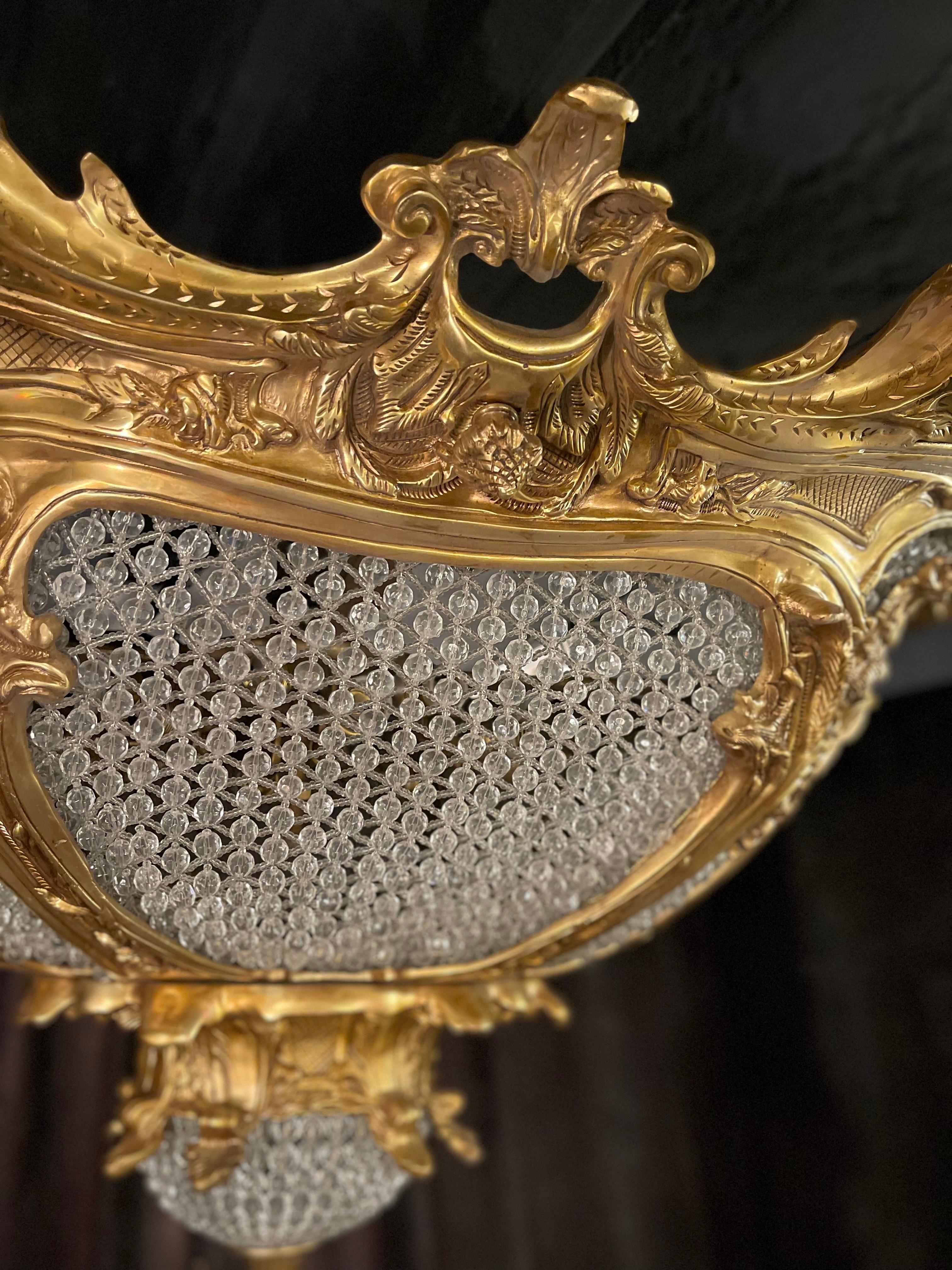20th Century Louis XV Style Cast-Bronze Candelabra Chandelier For Sale 6