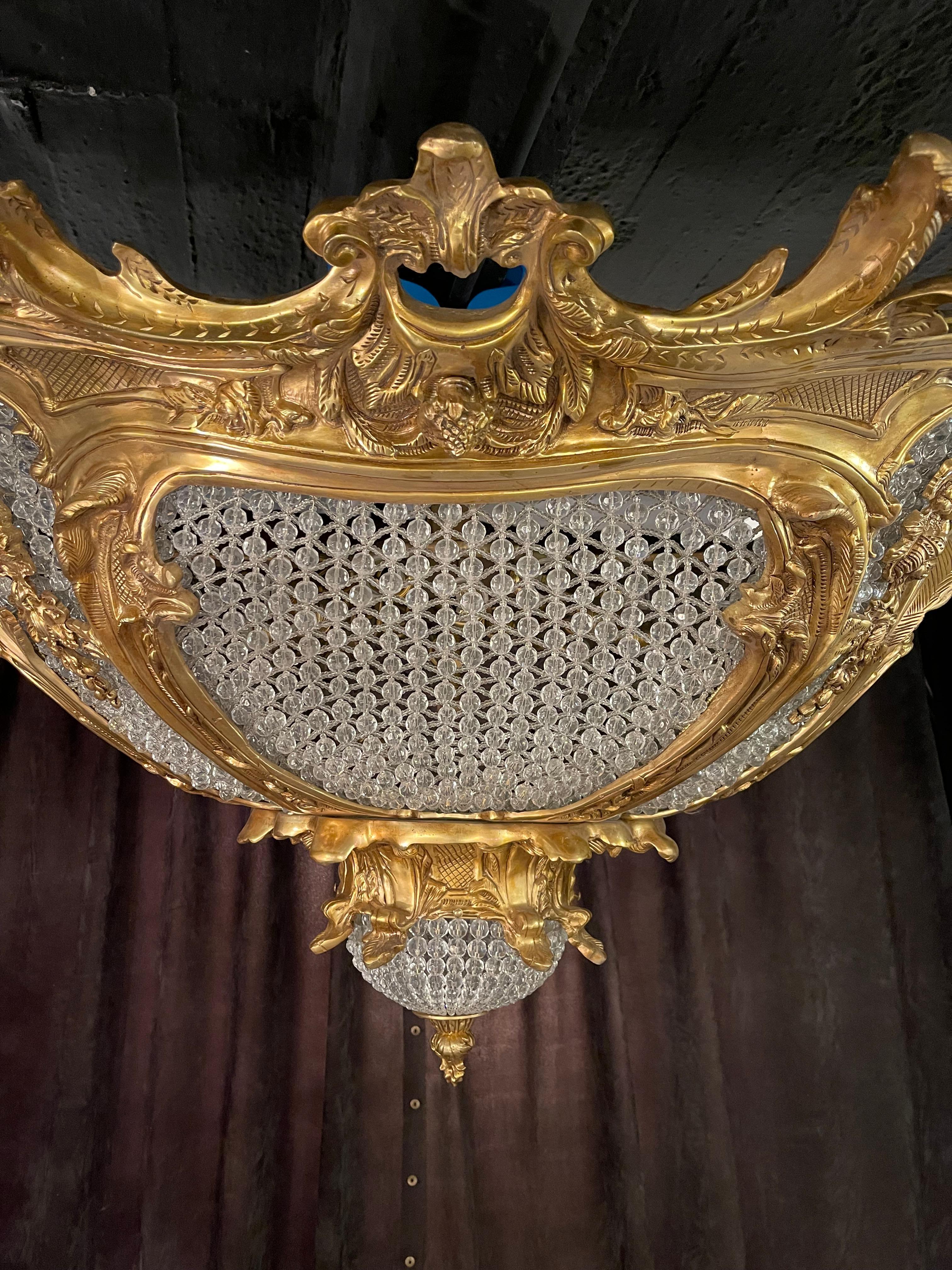 Gilt 20th Century Louis XV Style Cast-Bronze Candelabra Chandelier For Sale