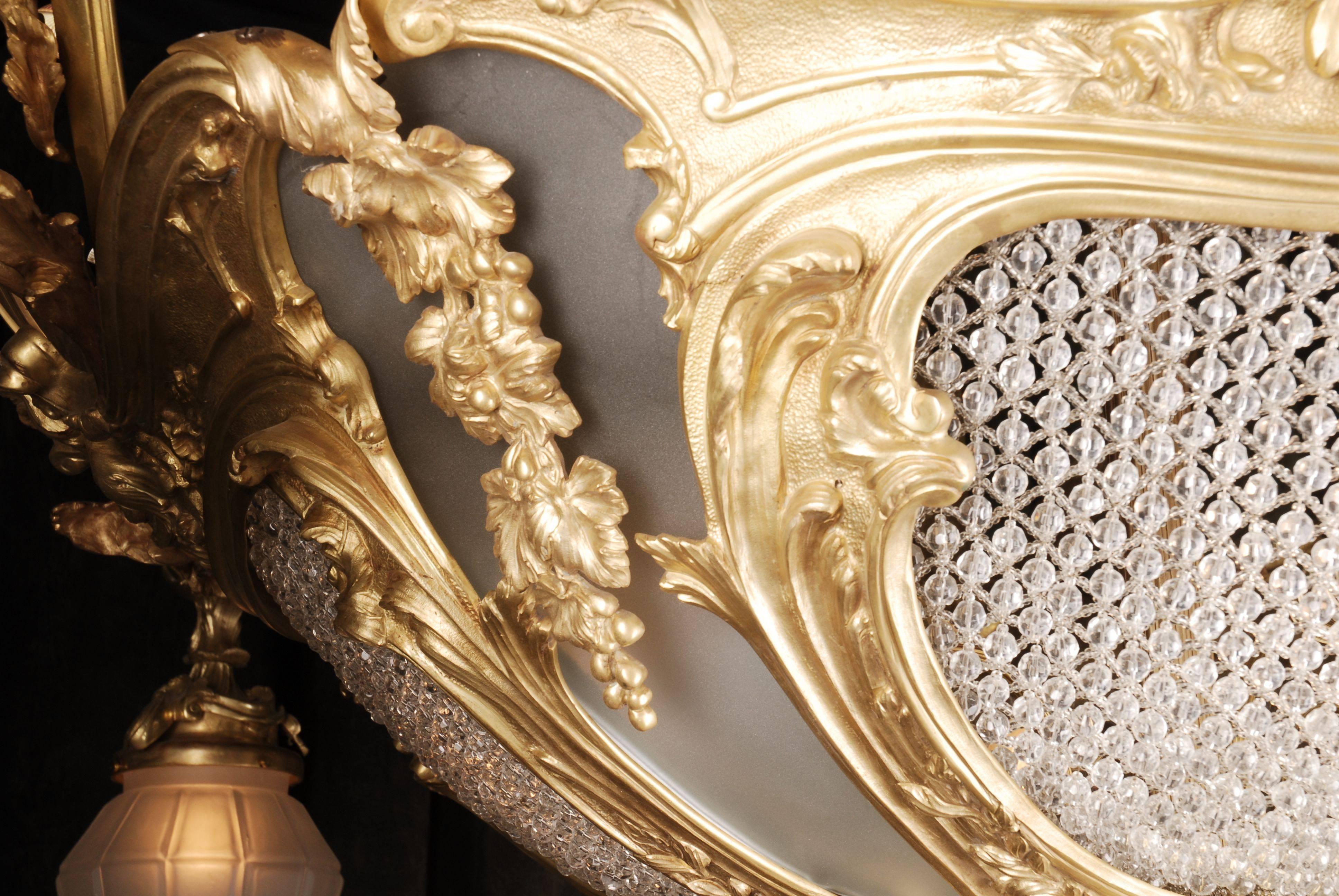 20th Century Louis XV Style Cast-Bronze Candelabra Chandelier For Sale 5