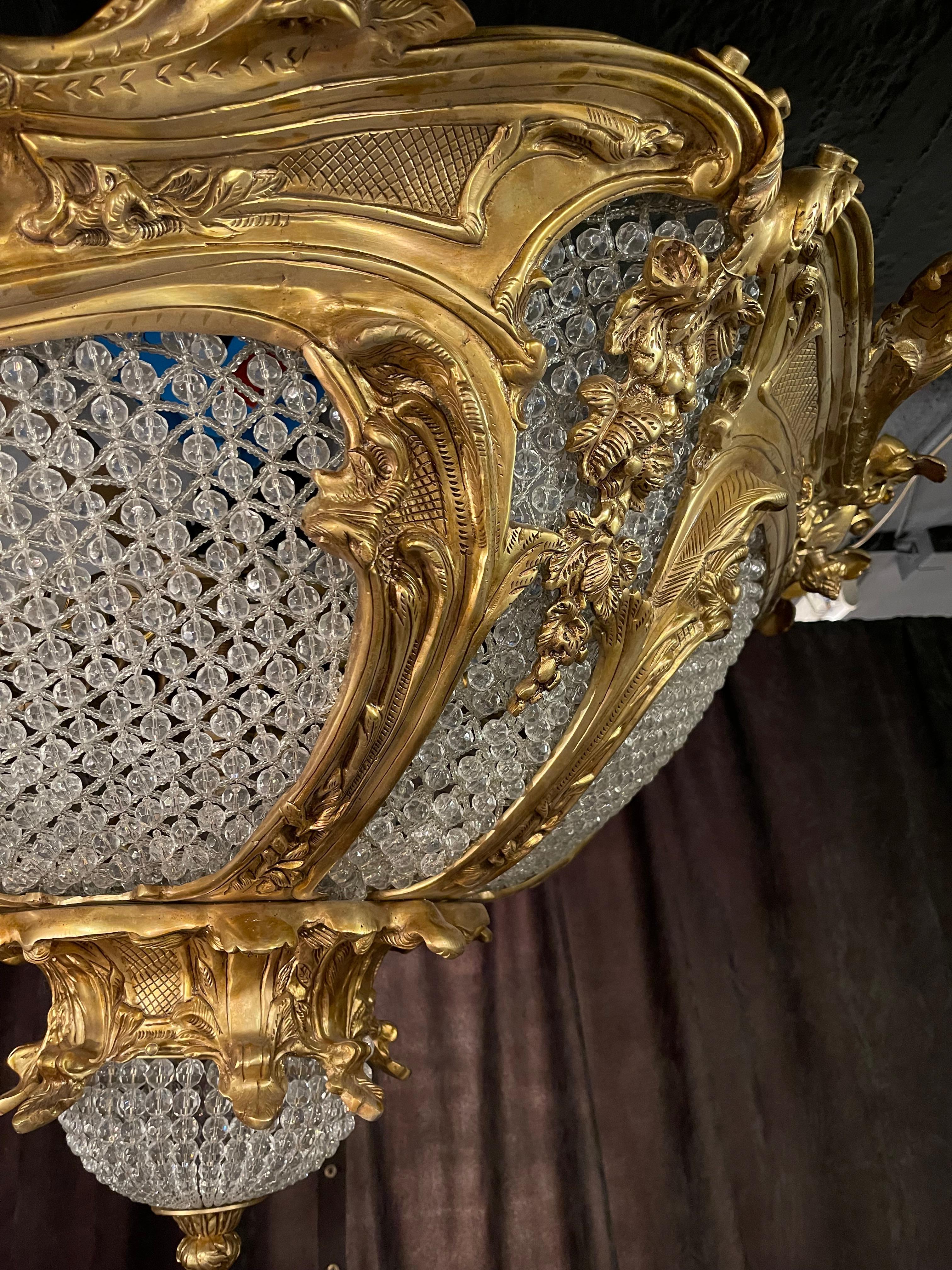 20th Century Louis XV Style Cast-Bronze Candelabra Chandelier For Sale 3