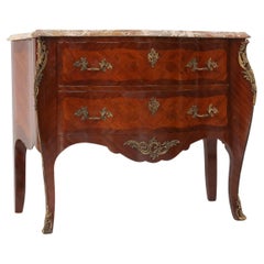 Commode de style Louis XV du 20e siècle avec plateau en marbre, France vers 1950